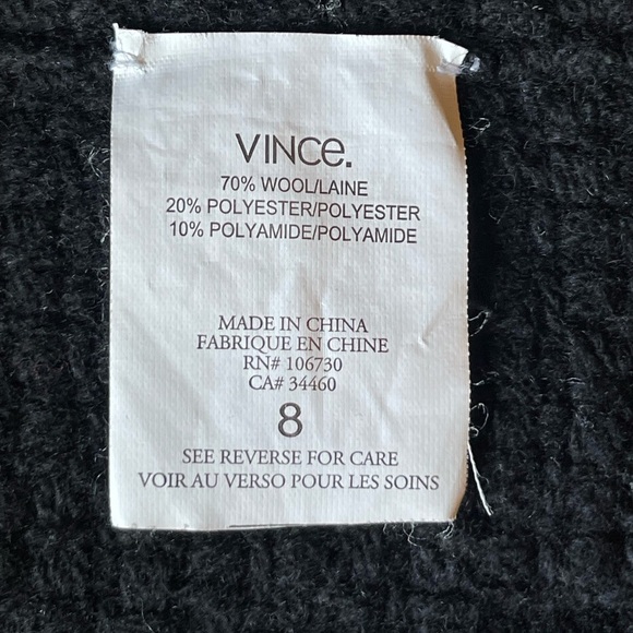 Vince Womens Textured Tweed Wool Black Cardigan/Blazer Size 8 - Picture 10 of 13